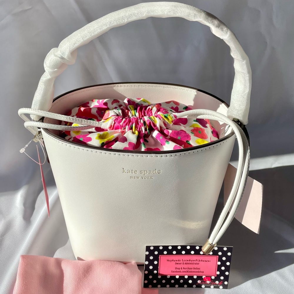 NWT Kate Spade Pippa Small Bucket Bag Optic White PXRUA294